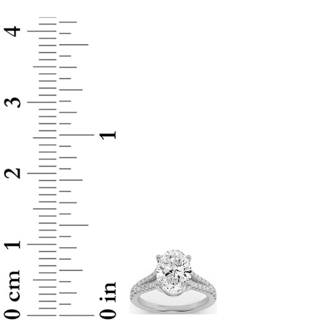 2Cttw Oval Shaped Lab Grown Diamond (F/VS) Split Shank Trellis Engagement Ring in 14K Gold