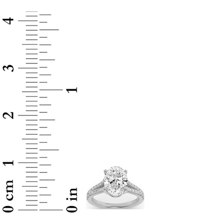 2Cttw Oval Shaped Lab Grown Diamond (F/VS) Split Shank Trellis Engagement Ring in 14K Gold