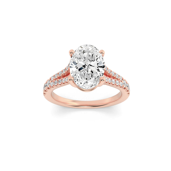 2Cttw Oval Shaped Lab Grown Diamond (F/VS) Split Shank Trellis Engagement Ring in 14K Gold