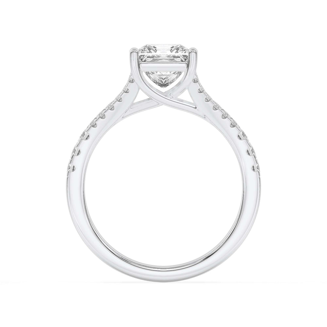2Cttw Princess Shaped Lab Grown Diamond (F/VS) Split Shank Trellis Engagement Ring in 14K Gold
