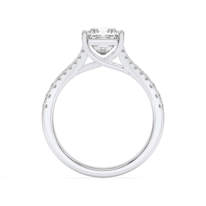 2Cttw Princess Shaped Lab Grown Diamond (F/VS) Split Shank Trellis Engagement Ring in 14K Gold