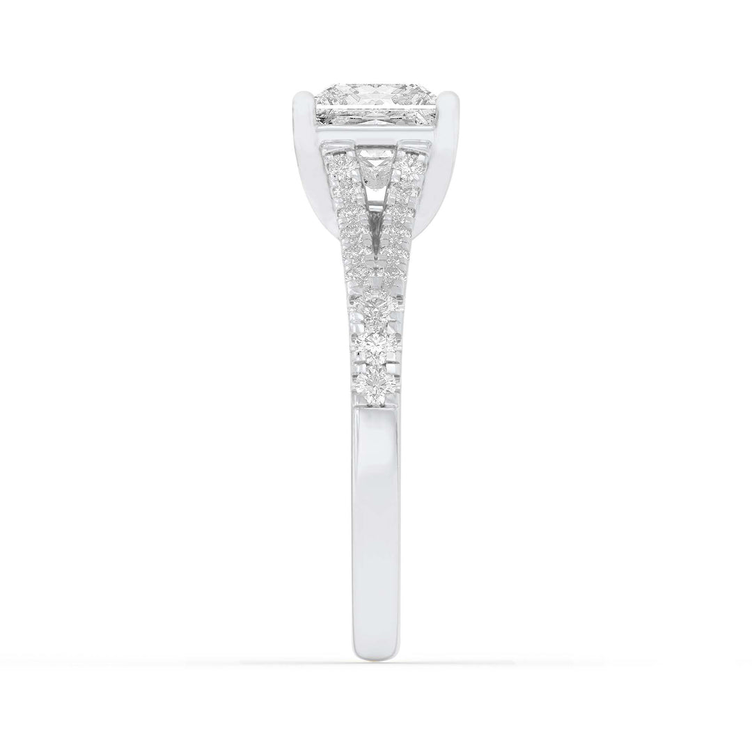 2Cttw Princess Shaped Lab Grown Diamond (F/VS) Split Shank Trellis Engagement Ring in 14K Gold