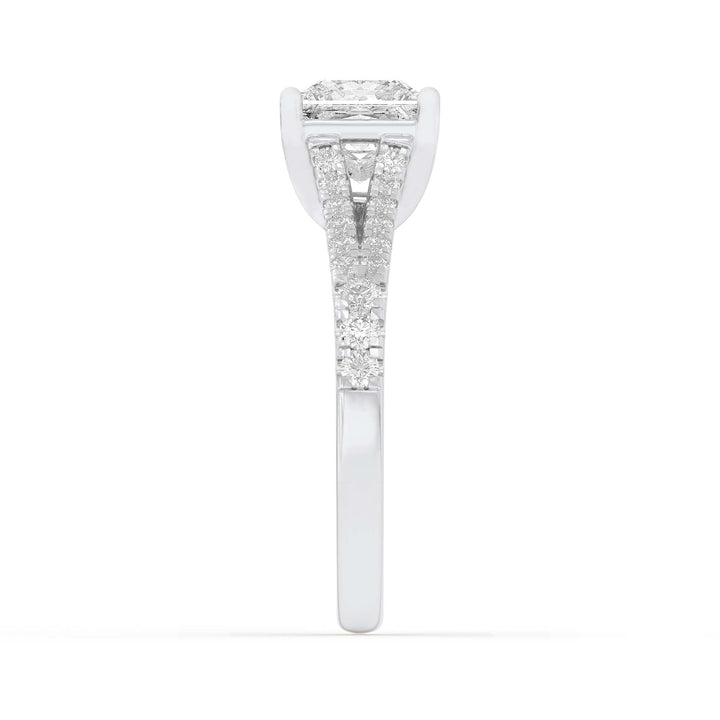 2Cttw Princess Shaped Lab Grown Diamond (F/VS) Split Shank Trellis Engagement Ring in 14K Gold