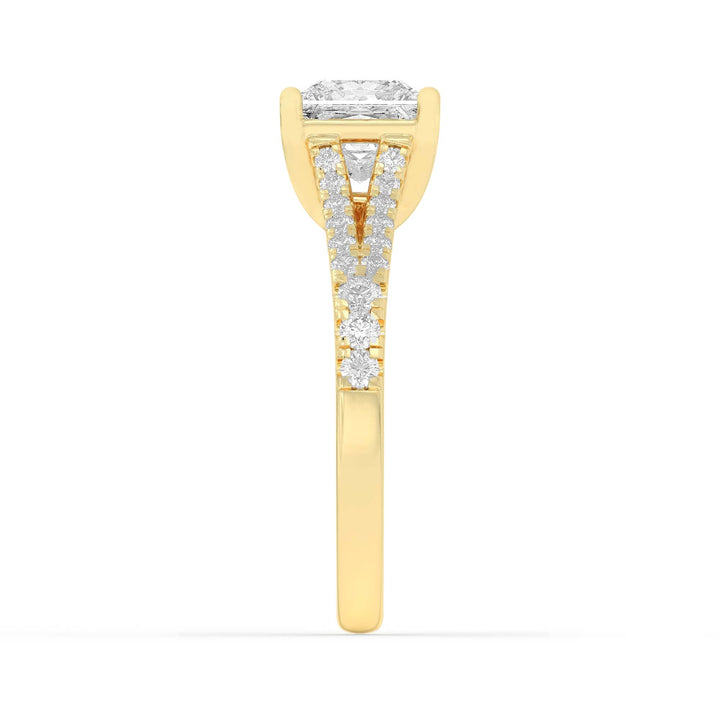 2Cttw Princess Shaped Lab Grown Diamond (F/VS) Split Shank Trellis Engagement Ring in 14K Gold