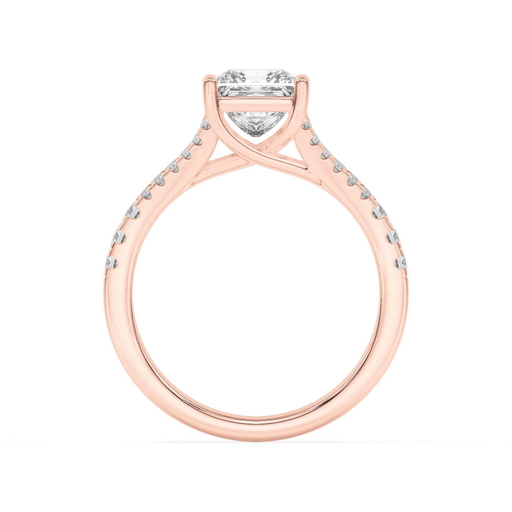 2Cttw Princess Shaped Lab Grown Diamond (F/VS) Split Shank Trellis Engagement Ring in 14K Gold