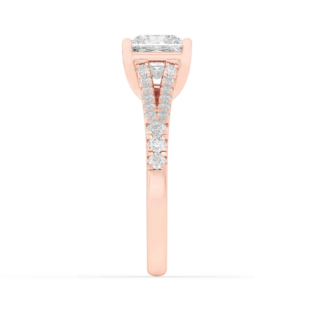 2Cttw Princess Shaped Lab Grown Diamond (F/VS) Split Shank Trellis Engagement Ring in 14K Gold