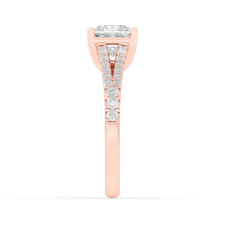 2Cttw Princess Shaped Lab Grown Diamond (F/VS) Split Shank Trellis Engagement Ring in 14K Gold