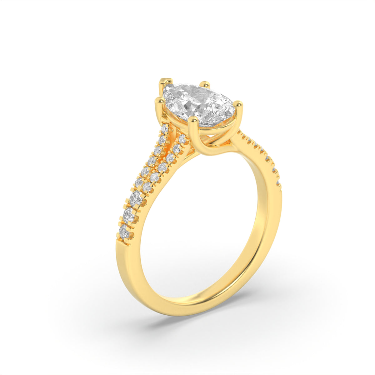 2Cttw Pear Shaped Lab Grown Diamond (F/VS) Split Shank Trellis Engagement Ring in 14K Gold