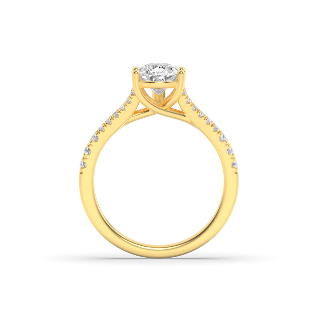 2Cttw Pear Shaped Lab Grown Diamond (F/VS) Split Shank Trellis Engagement Ring in 14K Gold