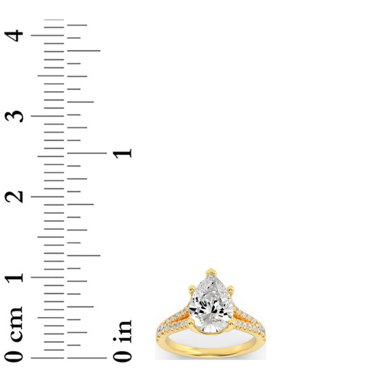 2Cttw Pear Shaped Lab Grown Diamond (F/VS) Split Shank Trellis Engagement Ring in 14K Gold