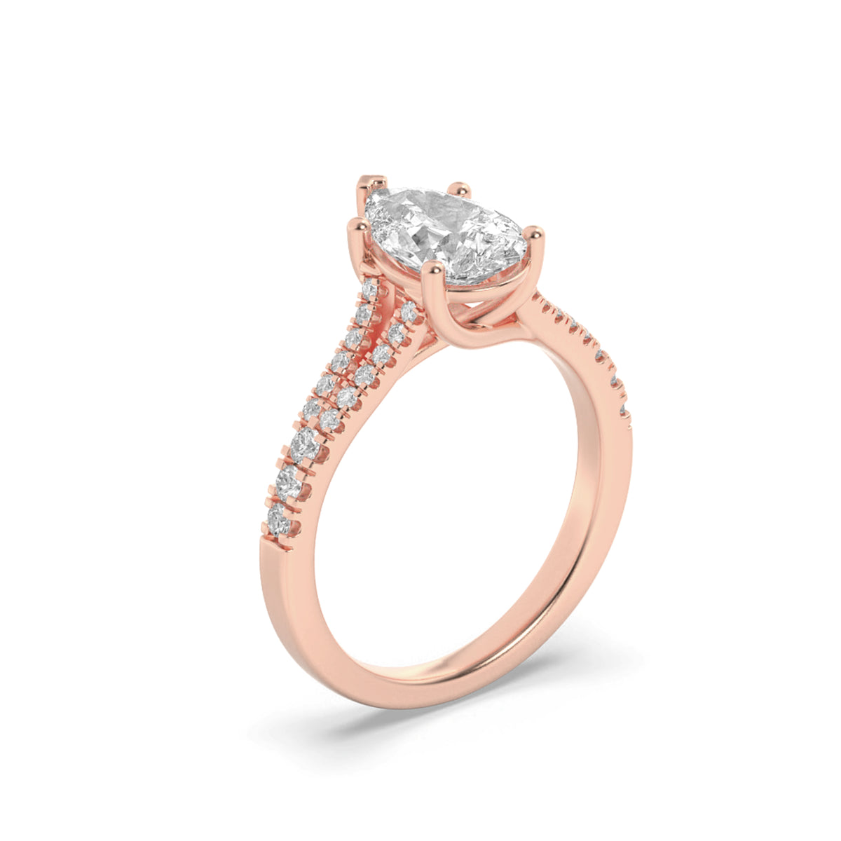 2Cttw Pear Shaped Lab Grown Diamond (F/VS) Split Shank Trellis Engagement Ring in 14K Gold