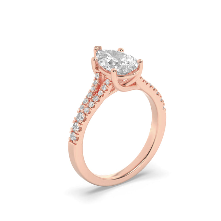 2Cttw Pear Shaped Lab Grown Diamond (F/VS) Split Shank Trellis Engagement Ring in 14K Gold