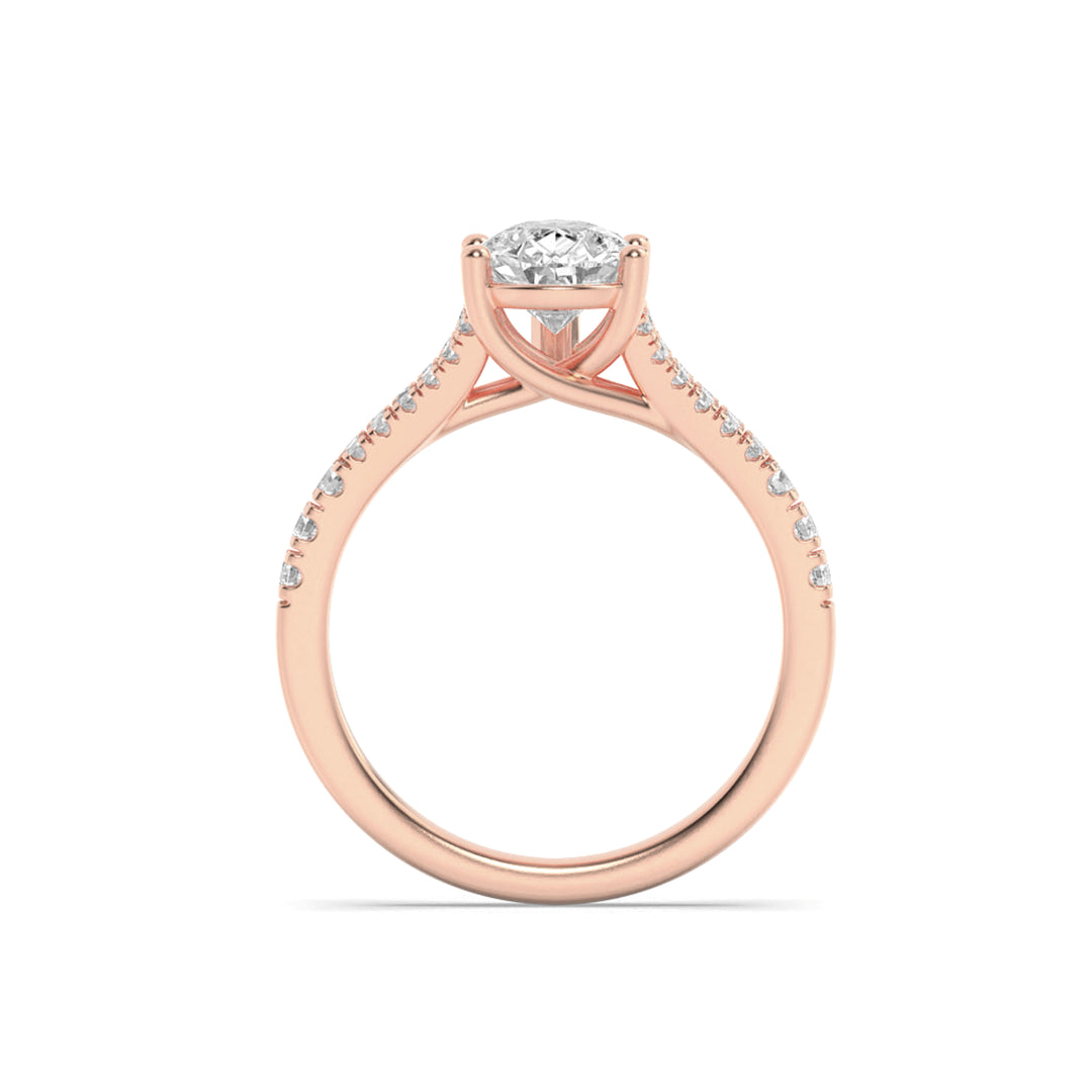 2Cttw Pear Shaped Lab Grown Diamond (F/VS) Split Shank Trellis Engagement Ring in 14K Gold
