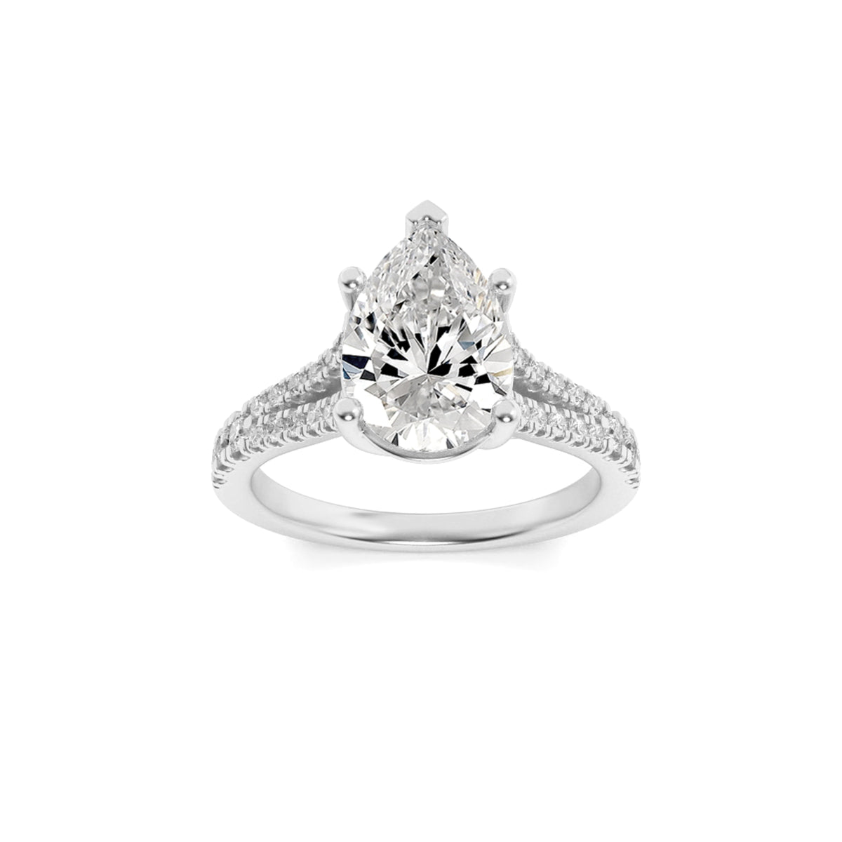 3Cttw Pear Shaped Lab Grown Diamond (F/VS) RING in 14K Gold