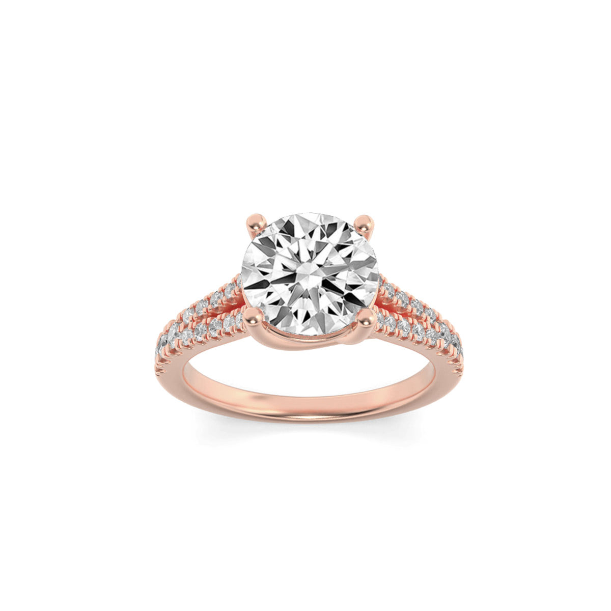 2Cttw Round Shaped Lab Grown Diamond (F/VS) SplitShank Trellis Engagement Ring in 14K Gold