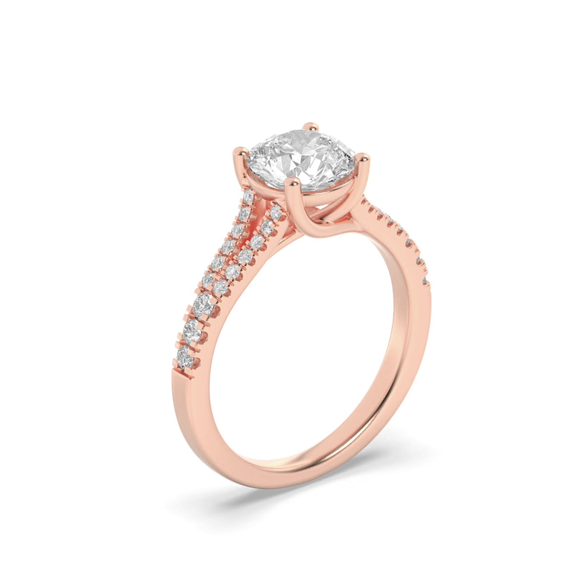 2Cttw Round Shaped Lab Grown Diamond (F/VS) SplitShank Trellis Engagement Ring in 14K Gold