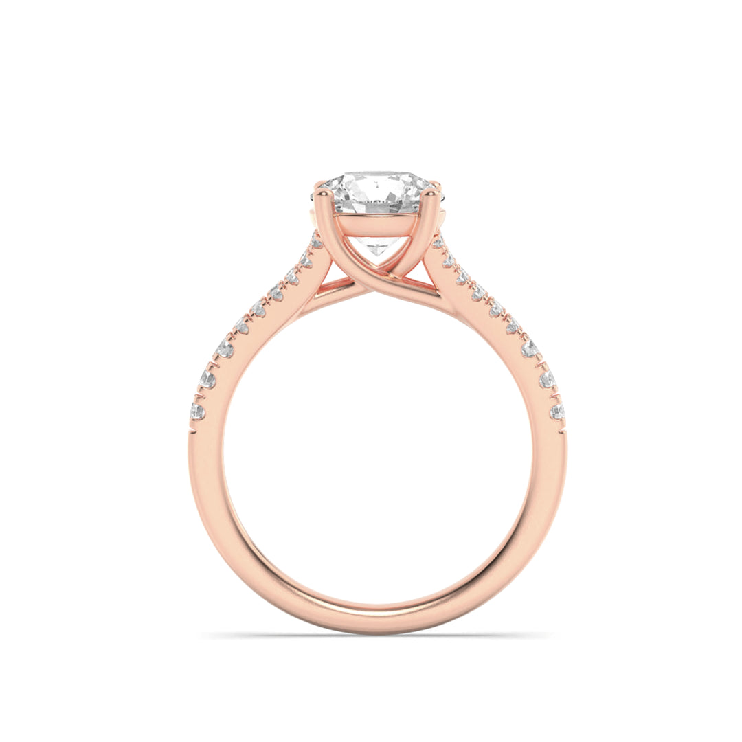 2Cttw Round Shaped Lab Grown Diamond (F/VS) SplitShank Trellis Engagement Ring in 14K Gold