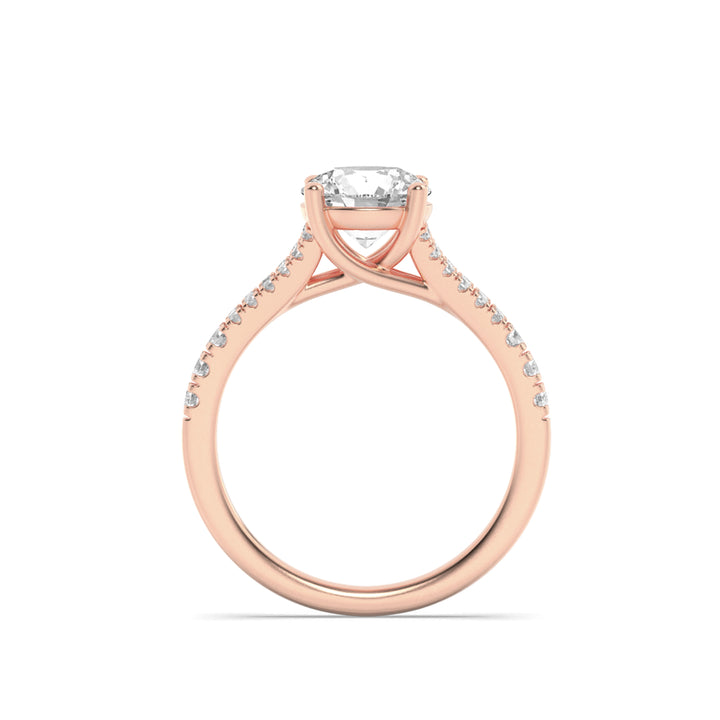 2Cttw Round Shaped Lab Grown Diamond (F/VS) SplitShank Trellis Engagement Ring in 14K Gold