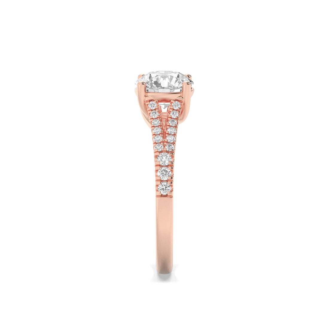 2Cttw Round Shaped Lab Grown Diamond (F/VS) SplitShank Trellis Engagement Ring in 14K Gold