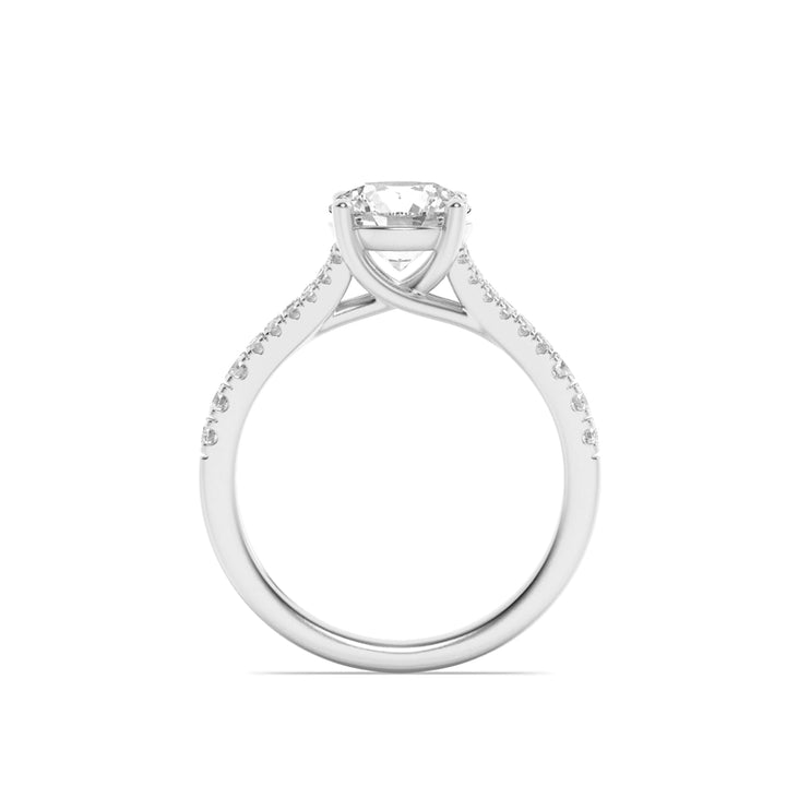 4Cttw Round Shaped Lab Grown Diamond (F/VS) SplitShank Trellis Engagement Ring in 14K Gold