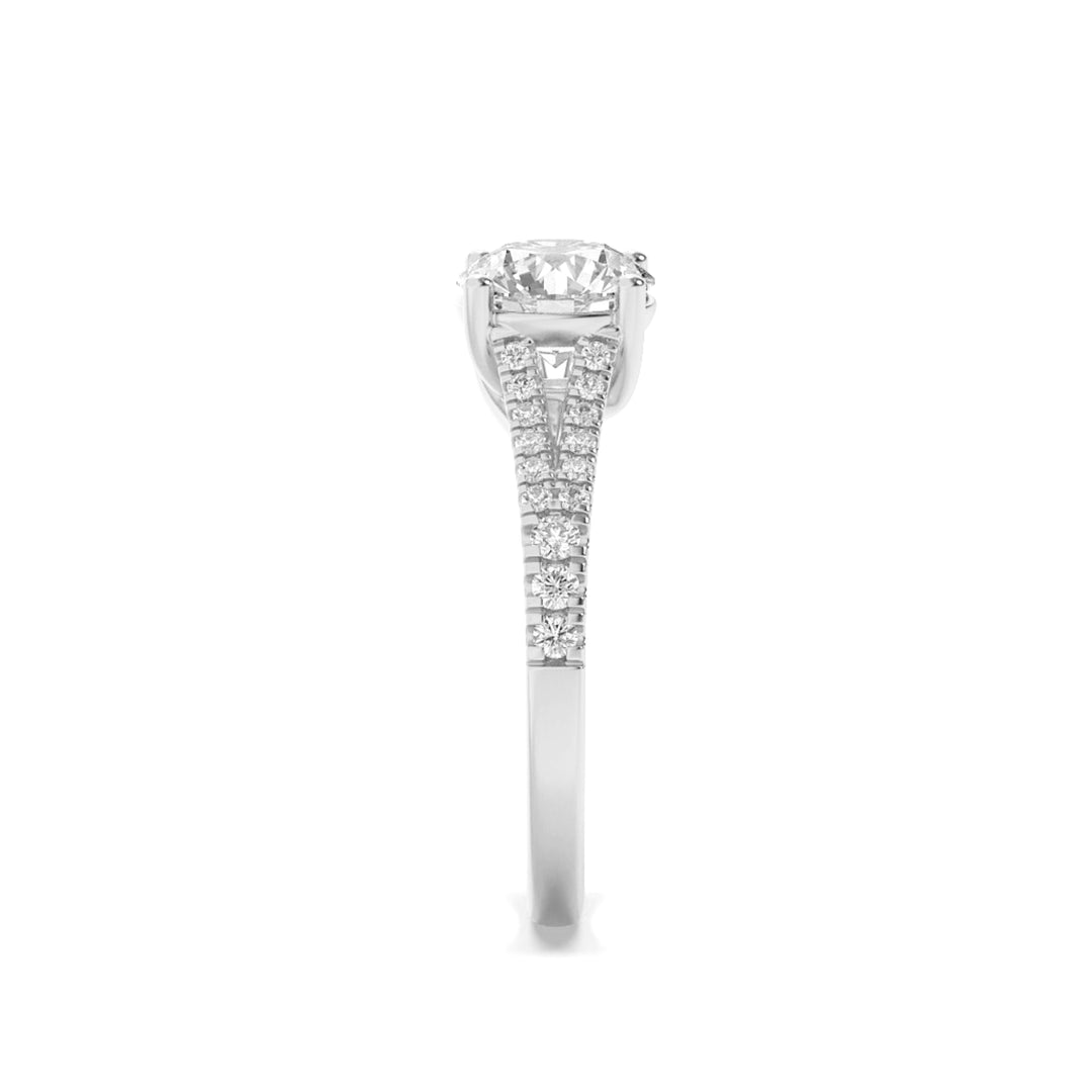 4Cttw Round Shaped Lab Grown Diamond (F/VS) SplitShank Trellis Engagement Ring in 14K Gold