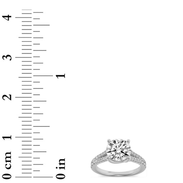 4Cttw Round Shaped Lab Grown Diamond (F/VS) SplitShank Trellis Engagement Ring in 14K Gold
