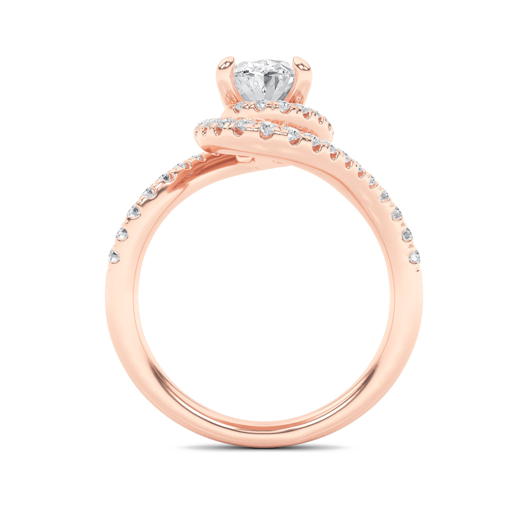2Cttw Oval Shaped Lab Grown Diamond (F/VS) Swirl Accented Engagement Ring in 14K Gold