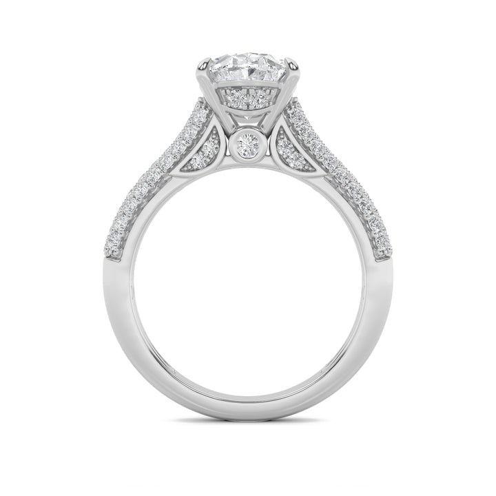 1.5Cttw Oval Shaped Lab Grown Diamond (F/VS) Hidden Halo Accented Engagement Ring in 14K Gold