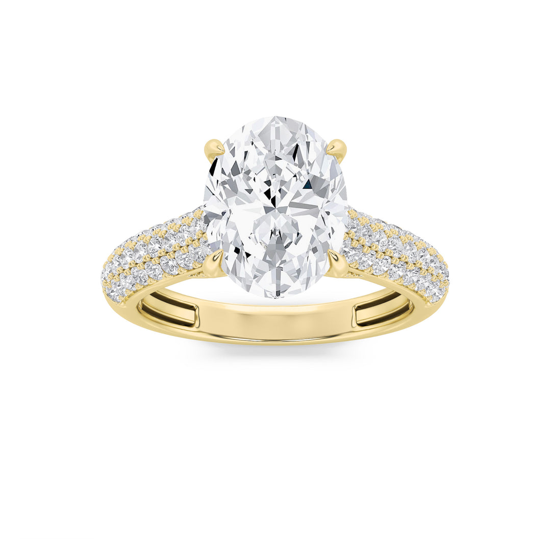 1.5Cttw Oval Shaped Lab Grown Diamond (F/VS) Hidden Halo Accented Engagement Ring in 14K Gold