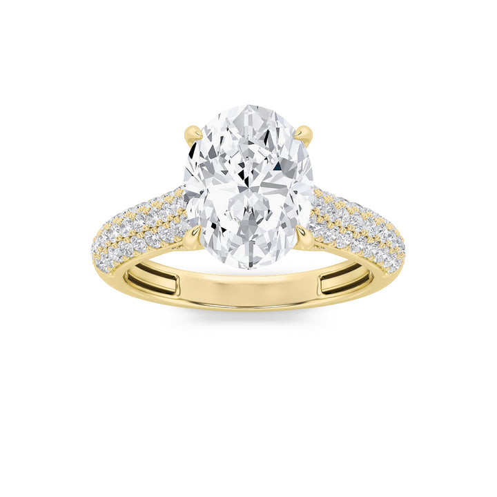 1.5Cttw Oval Shaped Lab Grown Diamond (F/VS) Hidden Halo Accented Engagement Ring in 14K Gold