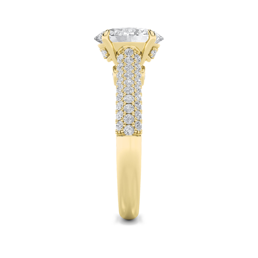 1.5Cttw Oval Shaped Lab Grown Diamond (F/VS) Hidden Halo Accented Engagement Ring in 14K Gold