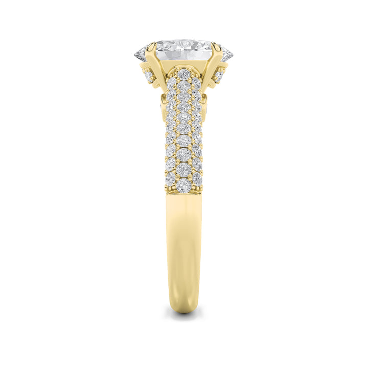 1.5Cttw Oval Shaped Lab Grown Diamond (F/VS) Hidden Halo Accented Engagement Ring in 14K Gold
