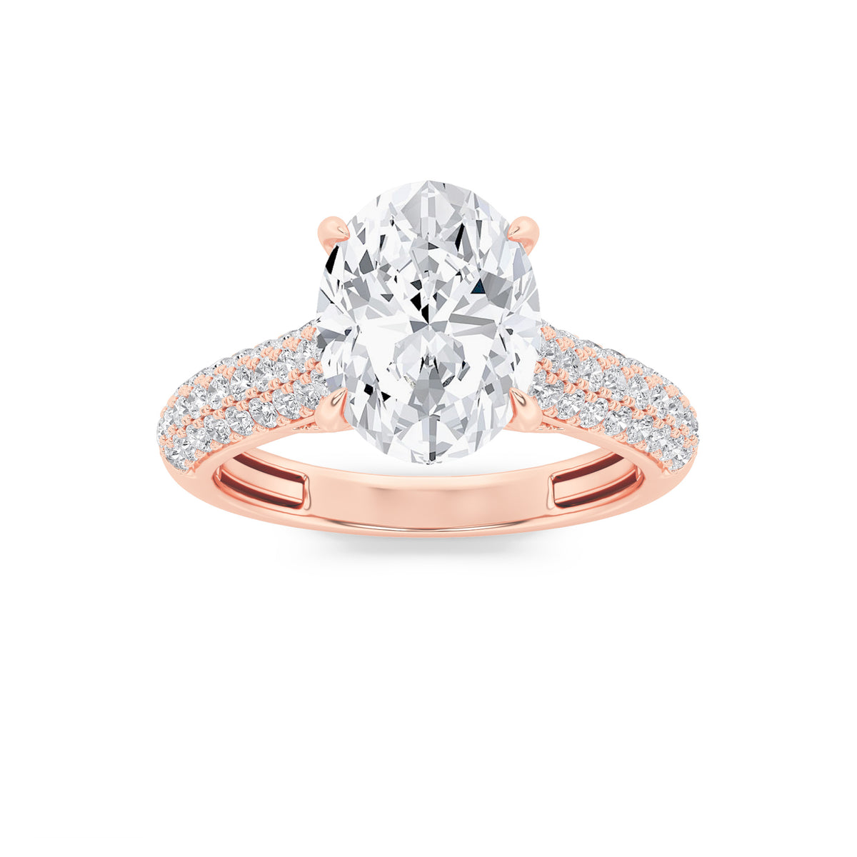 2.5Cttw Oval Shaped Lab Grown Diamond (F/VS) Hidden Halo Accented Engagement Ring in 14K Gold