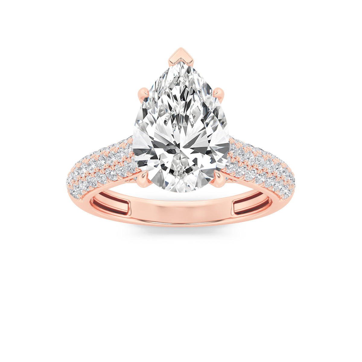 1.5Cttw Pear Shaped Lab Grown Diamond (F/VS) Hidden Halo Accented Engagement Ring in 14K Gold