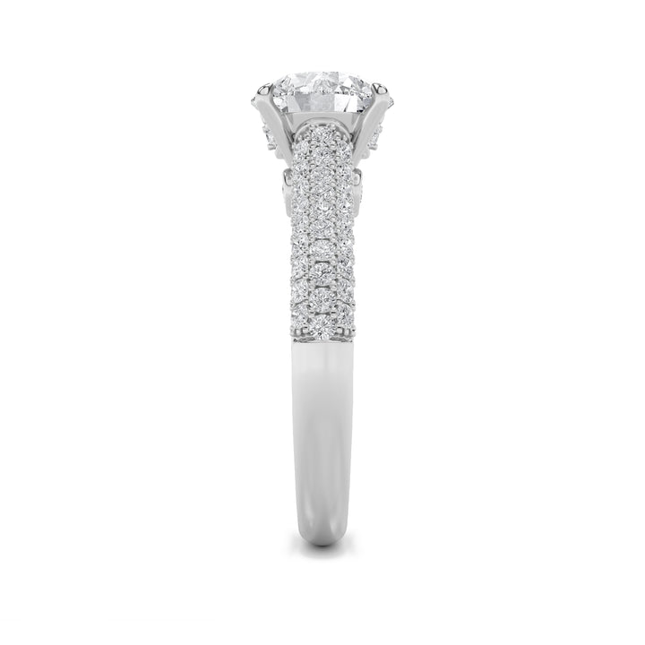 1.5Cttw Round Shaped Lab Grown Diamond (F/VS) Hidden Halo Accented Engagement Ring in 14K Gold