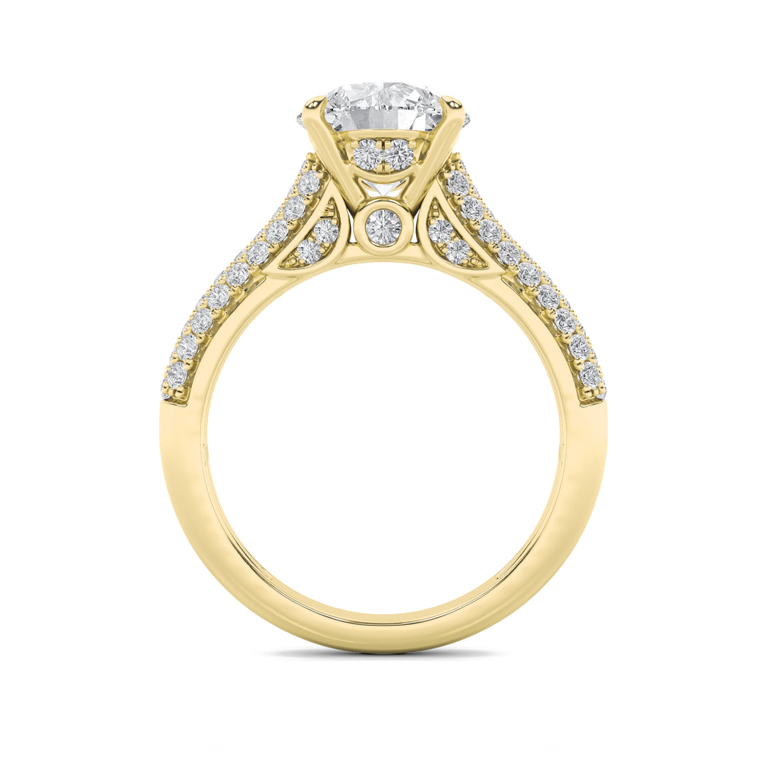 1.5Cttw Round Shaped Lab Grown Diamond (F/VVS) Hidden Halo Accented Engagement Ring in 14K Gold