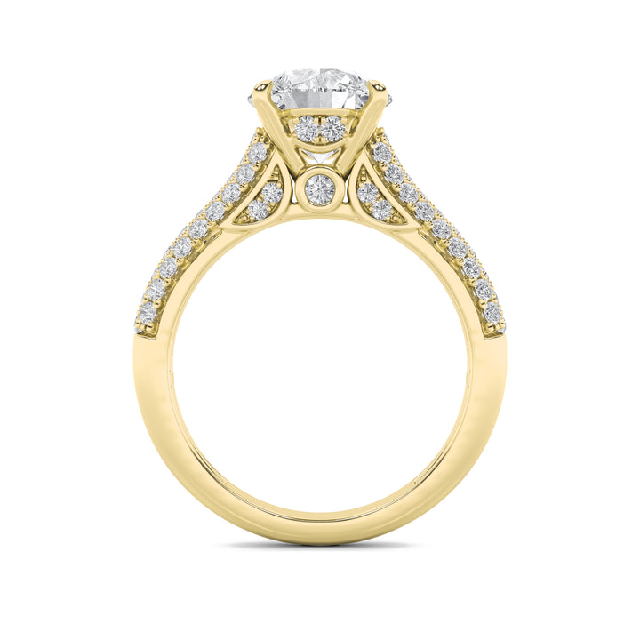 1.5Cttw Round Shaped Lab Grown Diamond (F/VVS) Hidden Halo Accented Engagement Ring in 14K Gold