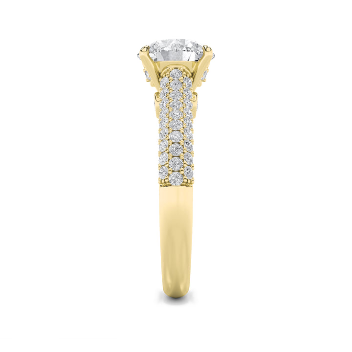 1.5Cttw Round Shaped Lab Grown Diamond (F/VVS) Hidden Halo Accented Engagement Ring in 14K Gold