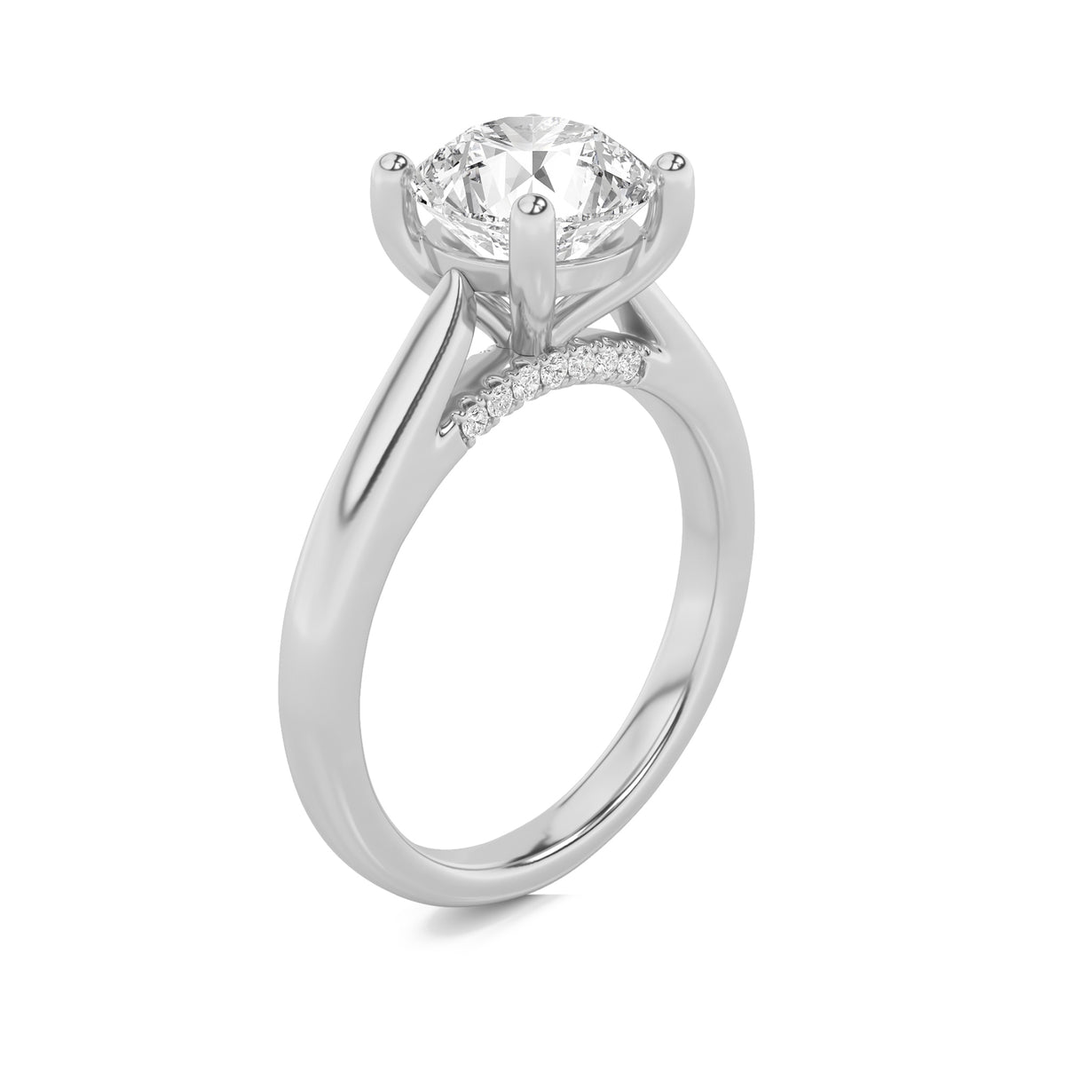 1Cttw Round Shaped Lab Grown Diamond (F/VS) Accented Enagement Ring in 14K Gold