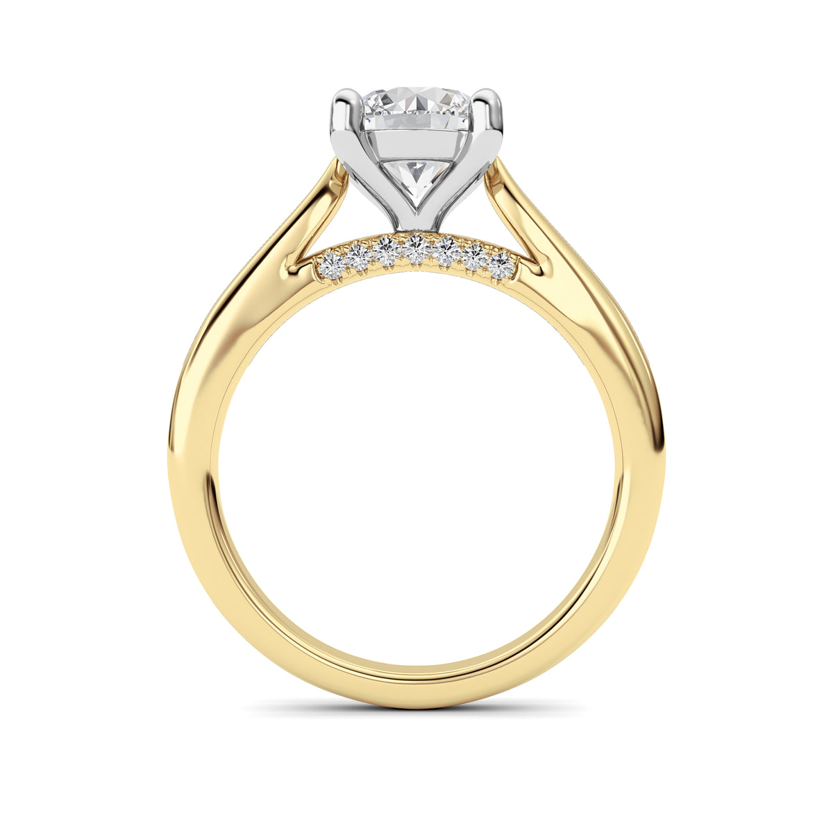 2Cttw Round Shaped Lab Grown Diamond (F/VS) Accented Enagement Ring in 14K Gold
