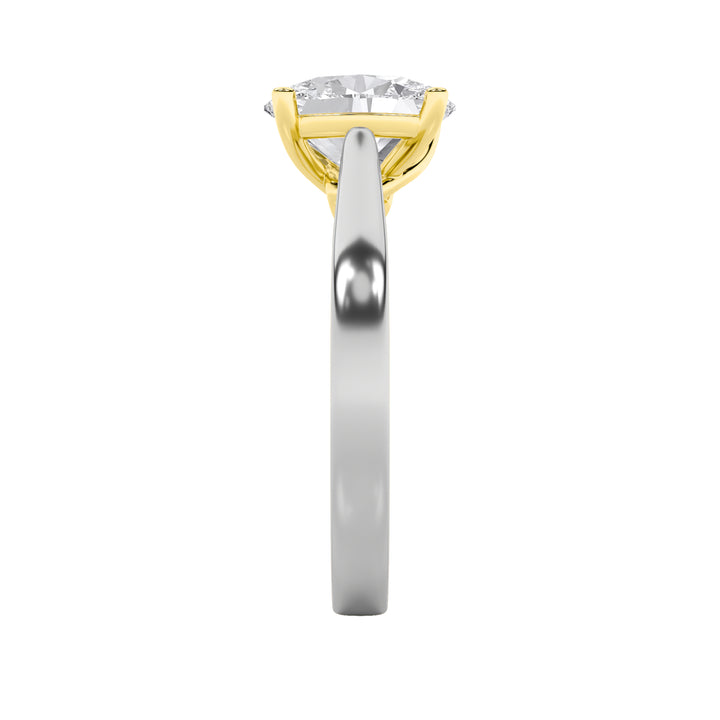 1Cttw Oval Shaped Lab Grown Diamond (F/VS) Two Tone Twisted Basket Cathedral Shank Solitaire Ring in 14K Gold