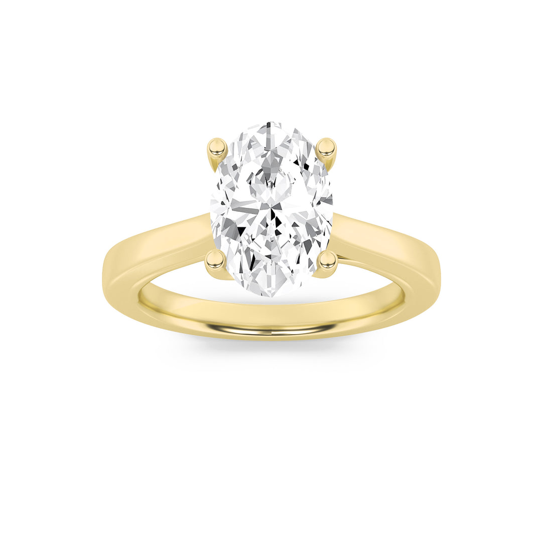 3Cttw Oval Shaped Lab Grown Diamond (G/VS) Twisted Basket Cathedral Shank Solitaire Ring in 14K Gold