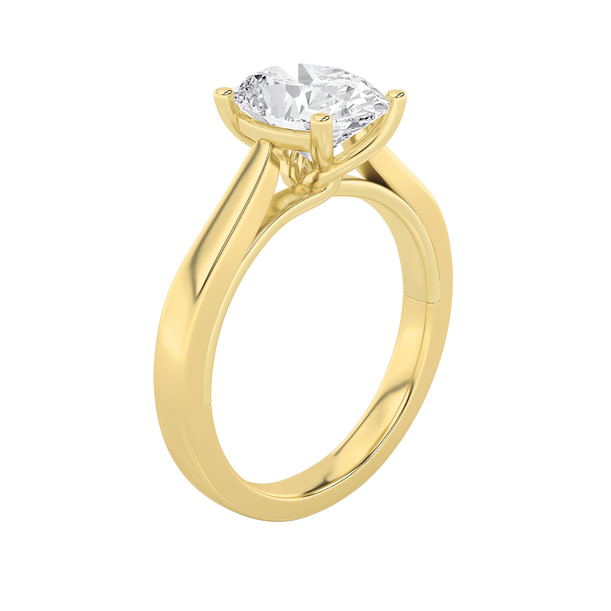 3Cttw Oval Shaped Lab Grown Diamond (G/VS) Twisted Basket Cathedral Shank Solitaire Ring in 14K Gold