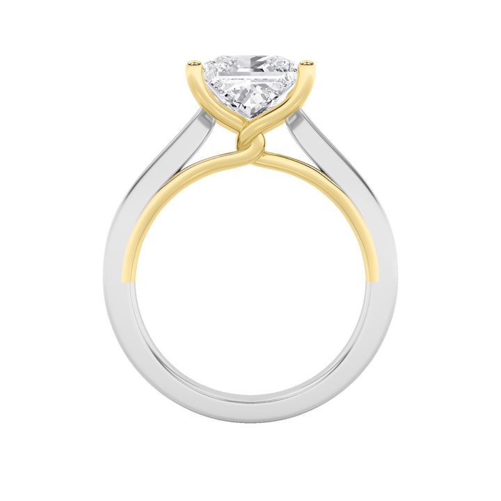 1Cttw Princess Shaped Lab Grown Diamond (F/VS) Two Tone Twisted Basket Cathedral Shank Solitaire Ring in 14K Gold