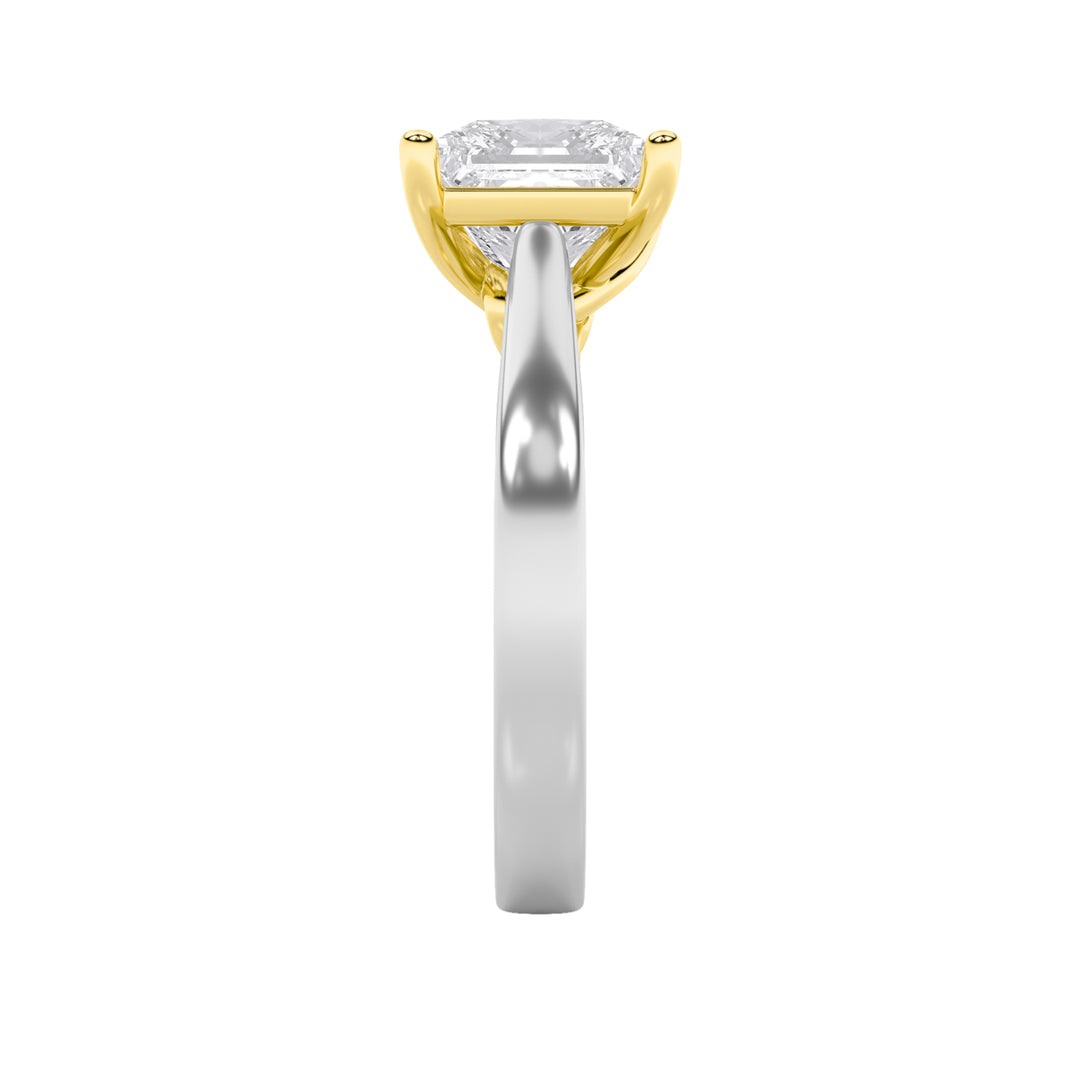 1Cttw Princess Shaped Lab Grown Diamond (F/VS) Two Tone Twisted Basket Cathedral Shank Solitaire Ring in 14K Gold