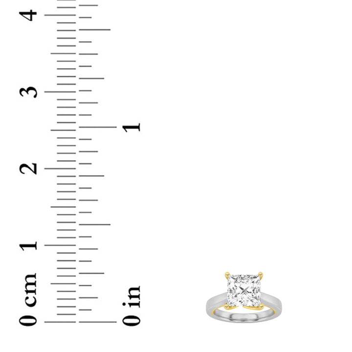1Cttw Princess Shaped Lab Grown Diamond (F/VS) Two Tone Twisted Basket Cathedral Shank Solitaire Ring in 14K Gold