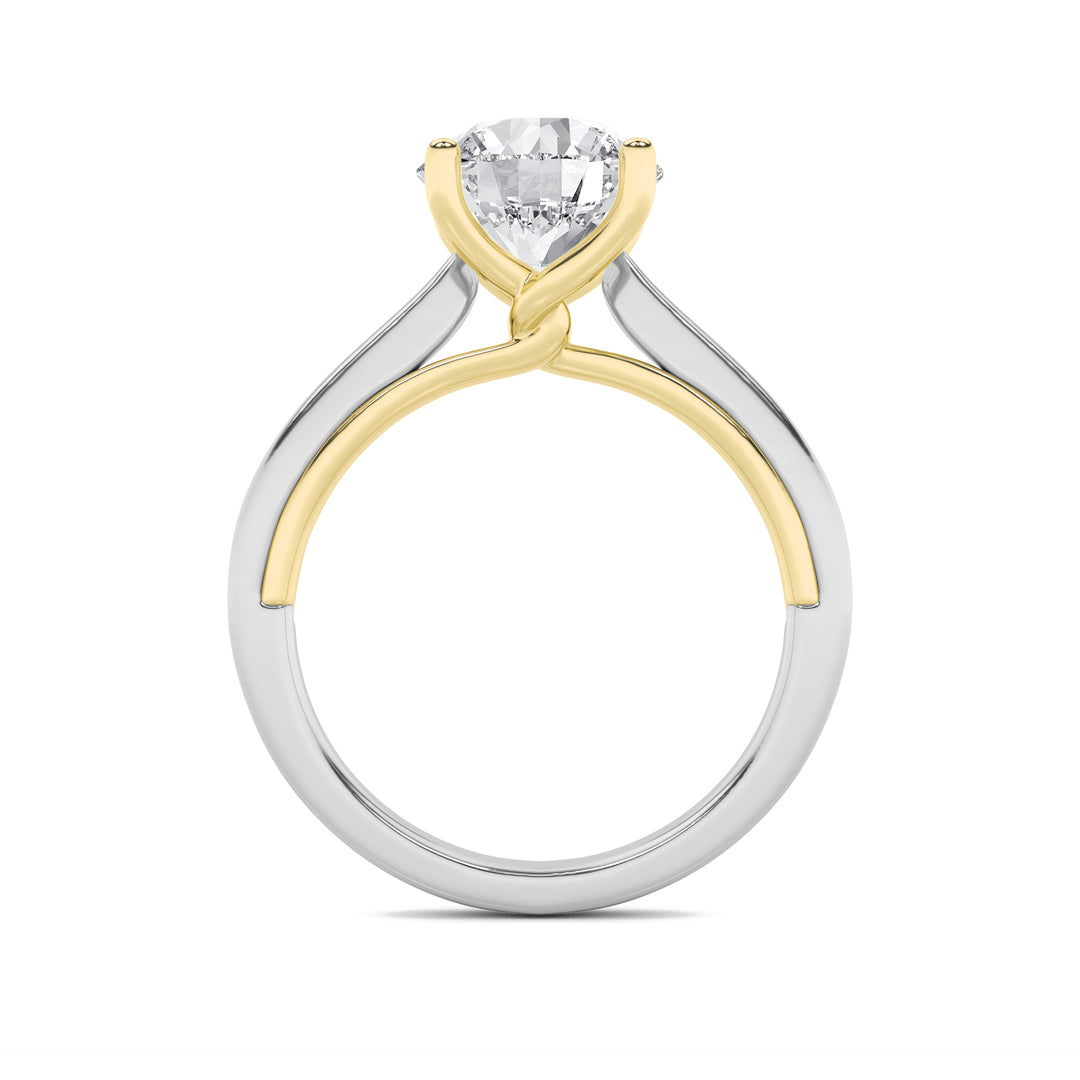 1Cttw Round Shaped Lab Grown Diamond (F/VS) Two Tone Twisted Basket Cathedral Shank Solitaire Ring in 14K Gold