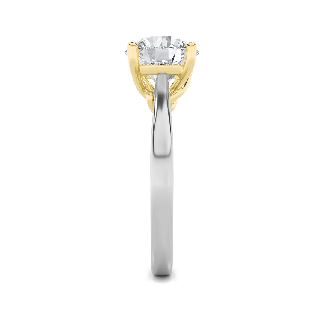 1Cttw Round Shaped Lab Grown Diamond (F/VS) Two Tone Twisted Basket Cathedral Shank Solitaire Ring in 14K Gold