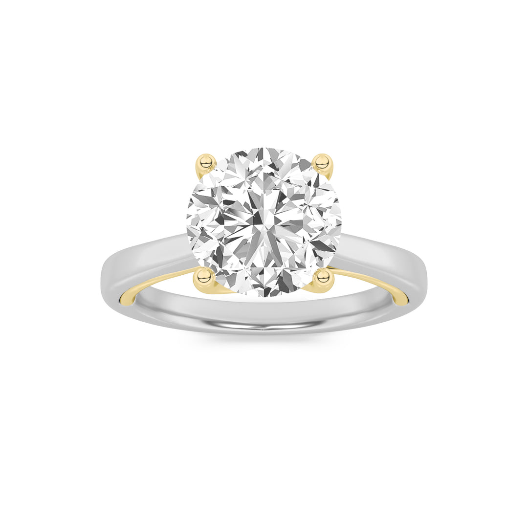 2Cttw Round Shaped Lab Grown Diamond (F/VS) Two Tone Twisted Basket Cathedral Shank Solitaire Ring in 14K Gold