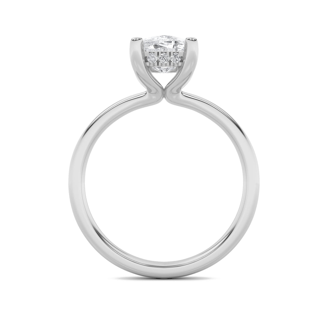 2.5Cttw Elongated Cushion Shaped Lab Grown Diamond (G/VS) Hidden Halo Petite Shank Ring in 14K Gold